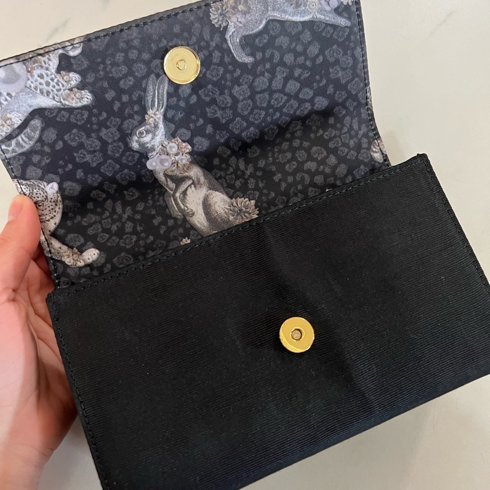 Ted Baker Black Gold Geometric Bow Clutch Bag - Picture 4 of 13